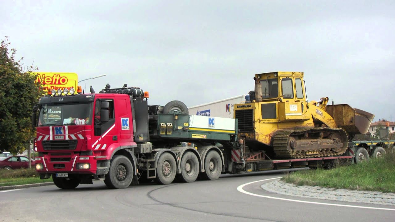 Schwertransport Liebherr Laderaupe LR641 mit IVECO-Sivi Schwerlastzugmaschine