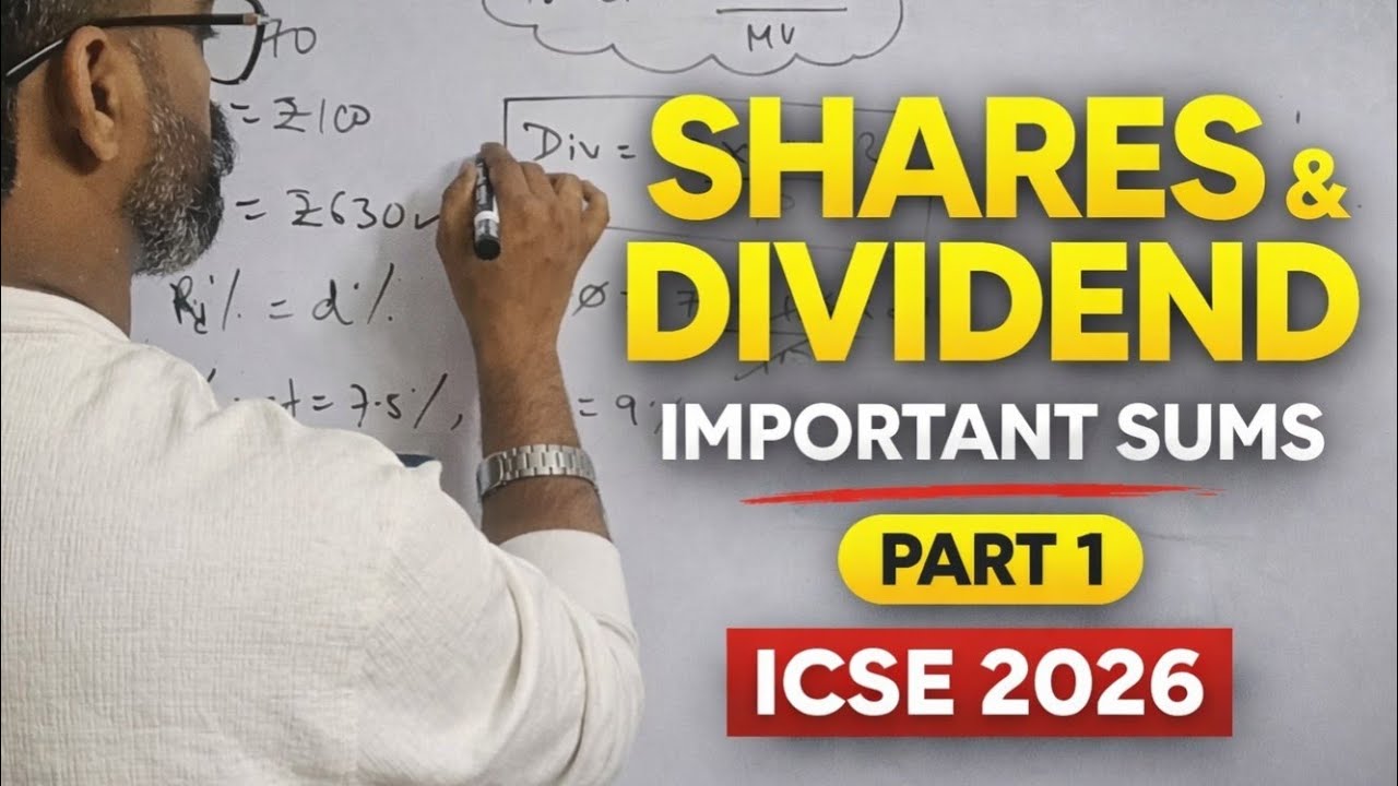 icse maths important questions, shares and dividend important sums, icse 2025-2026 important sums