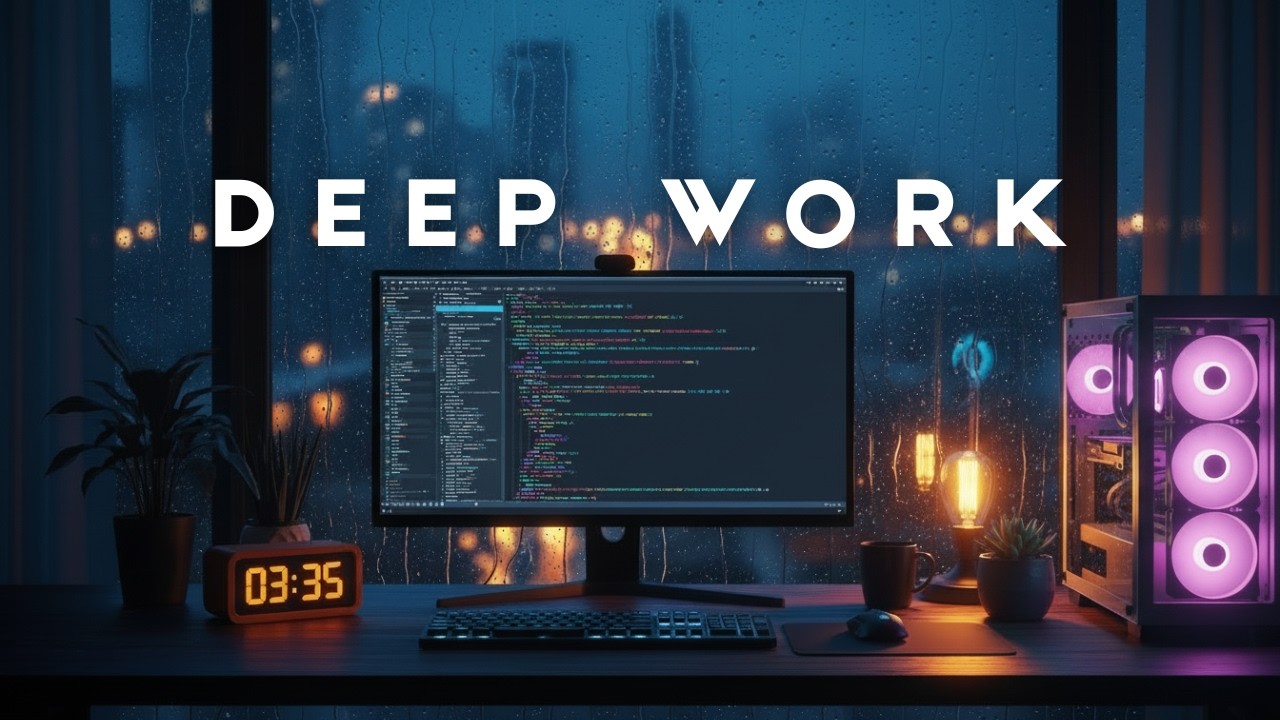 Deep Work Coding Music 💻 Rainy Night Focus — Ultra Concentration for Study & Programming