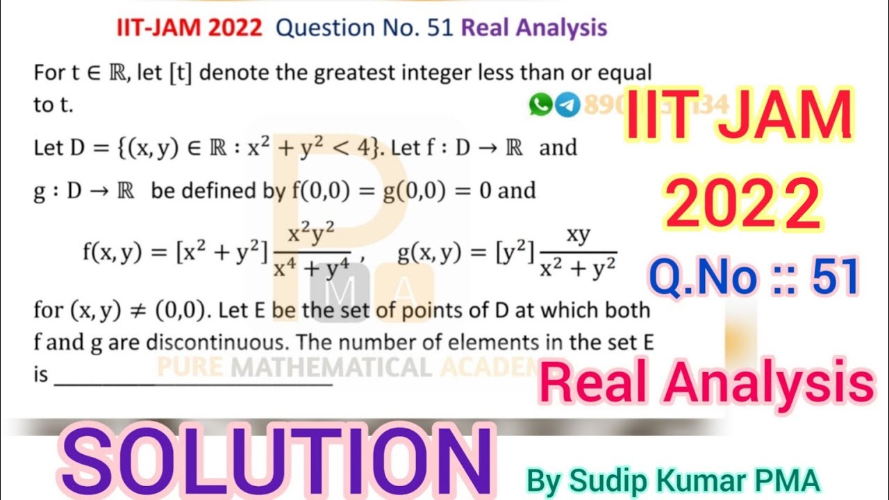 IIT JAM 2022 Mathematics Solution | Real Analysis Q.No 51| Several Variables | By Sudip Kumar PMA