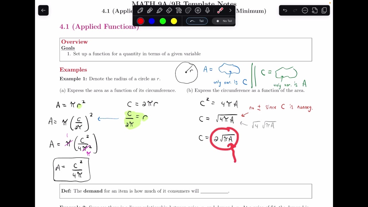Write Function in Terms of 1 Variable || 4.1.1 Prelude to Calculus