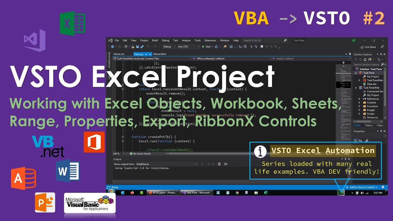 VSTO e02 - Working with Excel Objects, Workbook, Sheets, Range, Properties, Export, RibbonX Controls