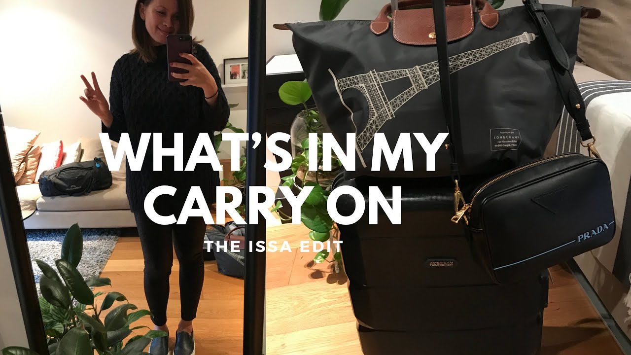 WHAT’S IN MY CARRY-ON & AIRPORT OUTFIT | Prada, Zara, Samsonite, Gucci, Longchamp | The Issa Edit