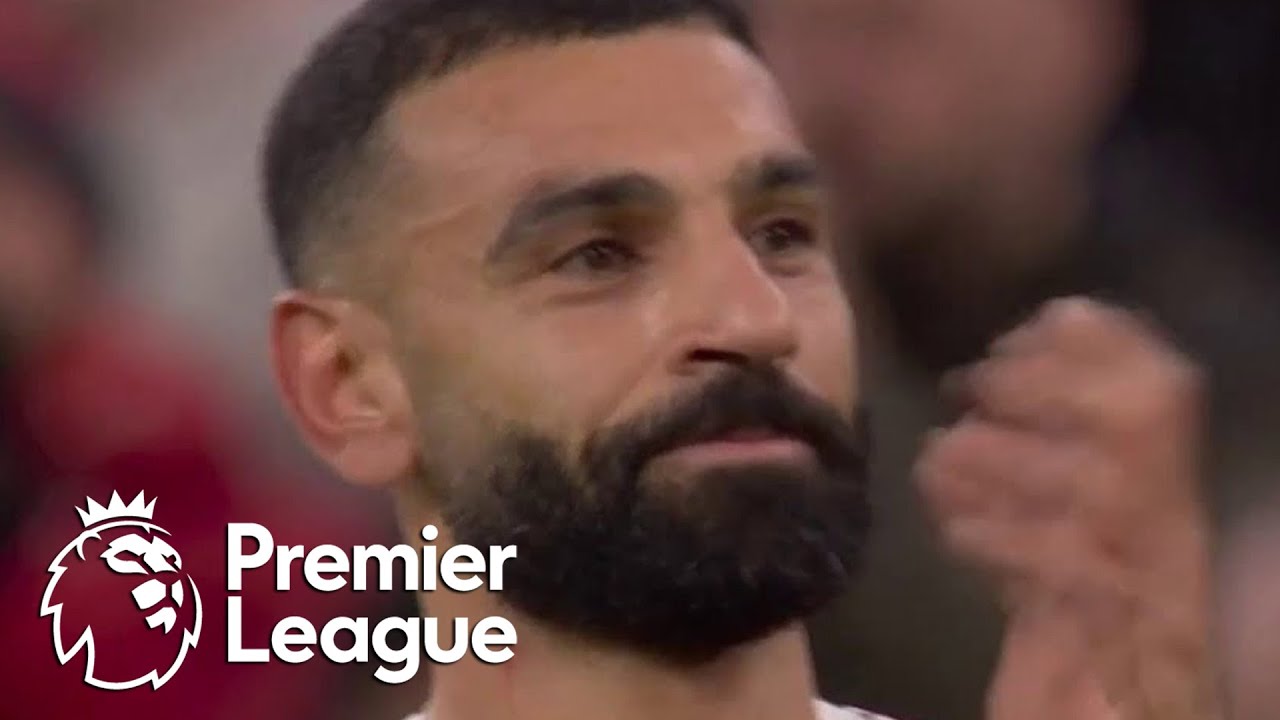 Mohamed Salah applauds Liverpool fans at Anfield after win v. Brighton | Premier League | NBC Sports