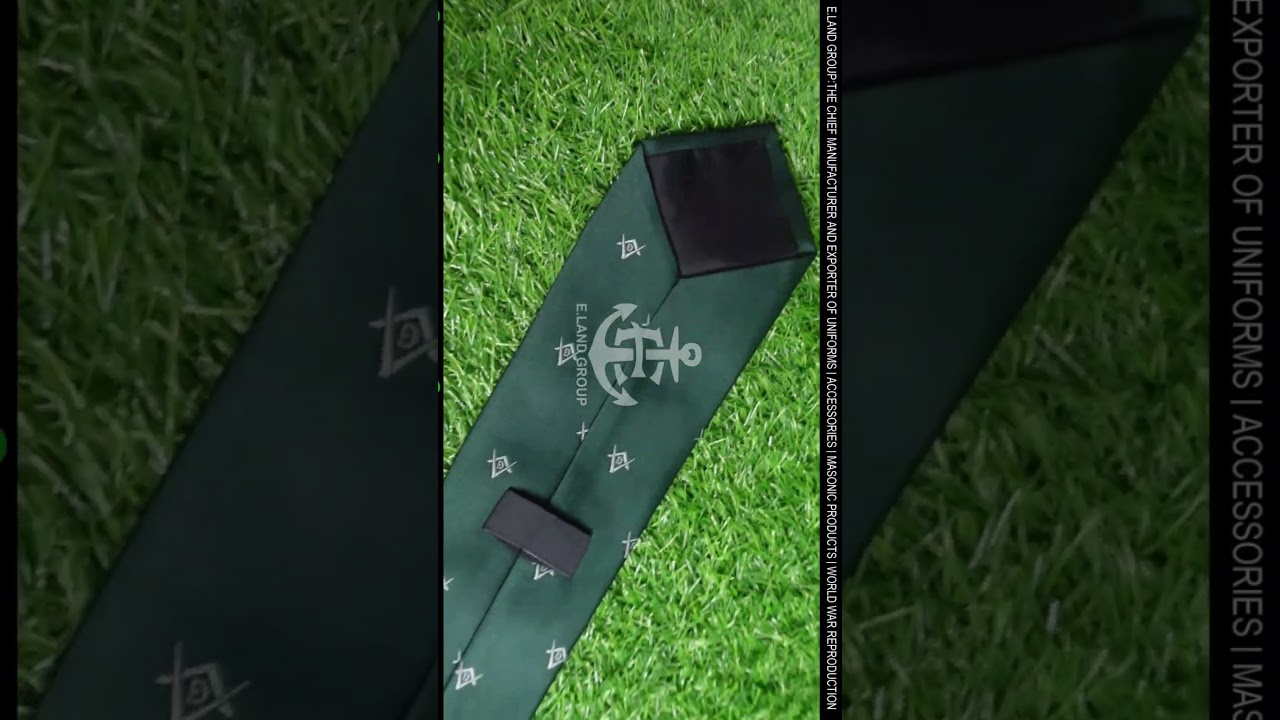 Masonic Regalia Craft Masons Silk Tie , Master Mason Blue Lodge Necktie - Green with Square