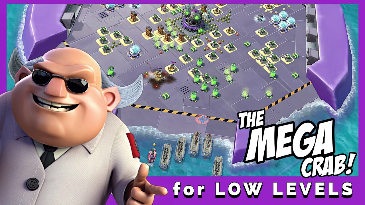 MEGA CRAB gameplay for LOW LEVELS 😎 stage 6-10 attacks // BOOM BEACH strategy