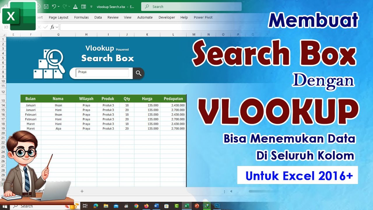 Membuat Search Box Keren dengan Fungsi VLOOKUP - Bisa Searching di Seluruh Kolom