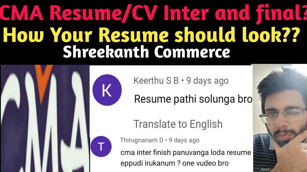 CMA Resume/CV|Inter or final qualified|Tamil|Shreekanth