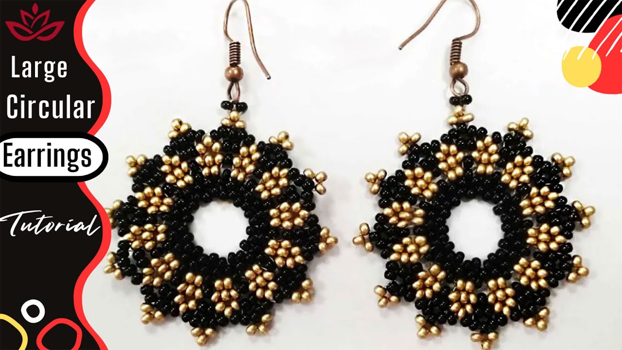 Large Circular Beaded Earrings - Tutorial. How to make seed beads earrings?