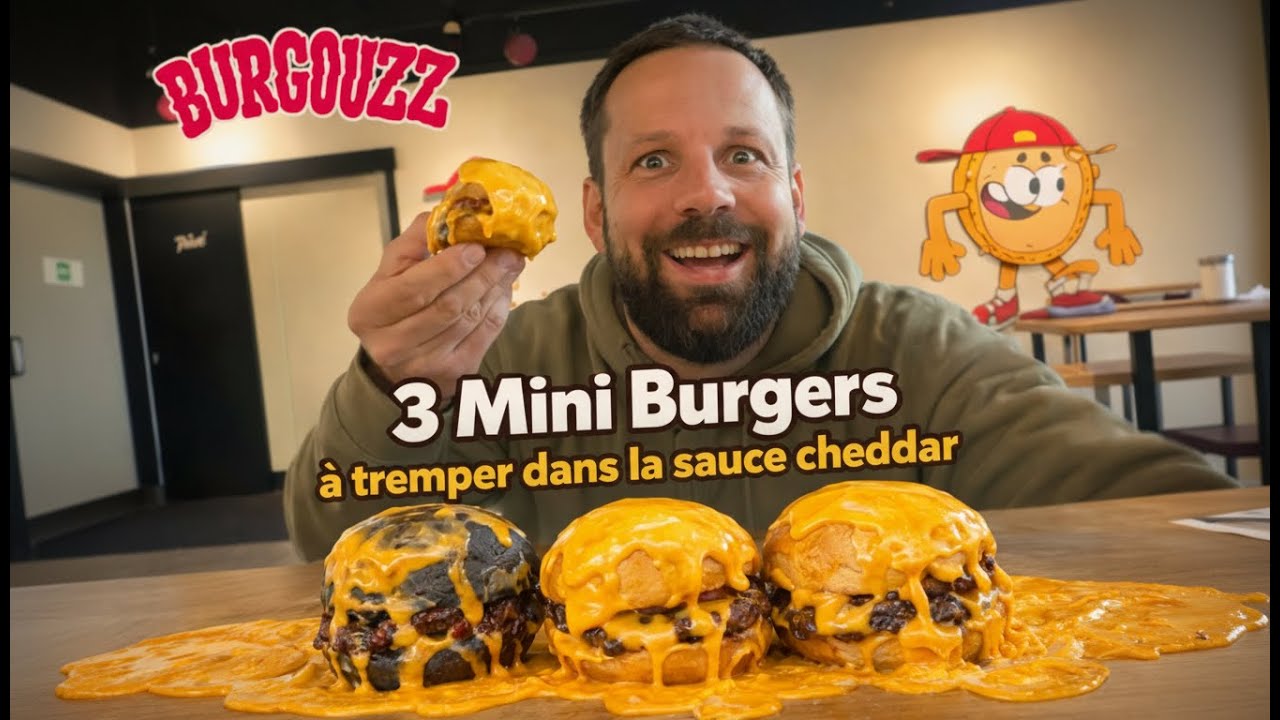JE TESTE LES BABY BURGOUZZ !! ( 3 MINI BURGER A TREMPER DANS LA SAUCE CHEDDAR )