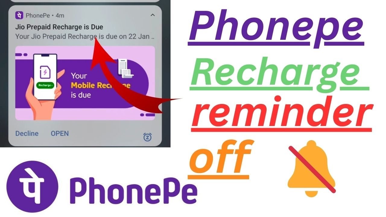 how to off recharge reminder on phonepe || phonepe recharge history delete || phonepe reminder off