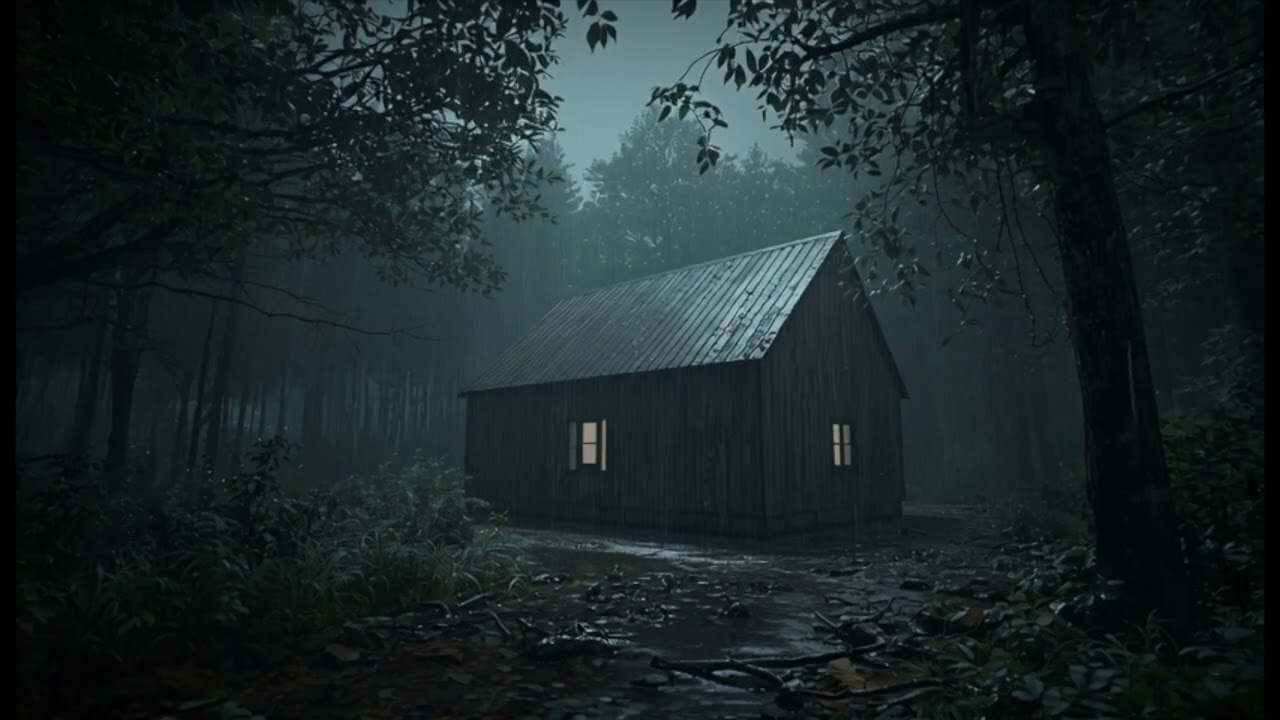 Gentle Night Rain Outside a Cozy Cabin 🌧️ Calm Your Mind, Feel Safe, and Fall Asleep Naturally