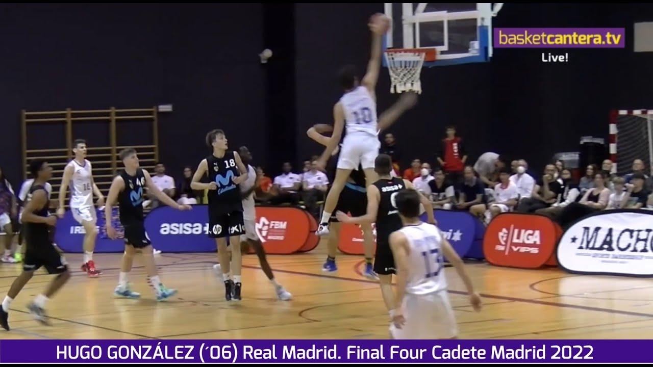 Espectacular mate de HUGO GONZ&Aacute;LEZ (&acute;06) Real Madrid. Final4 Cadete de Madrid 2022 #BasketCantera.TV
