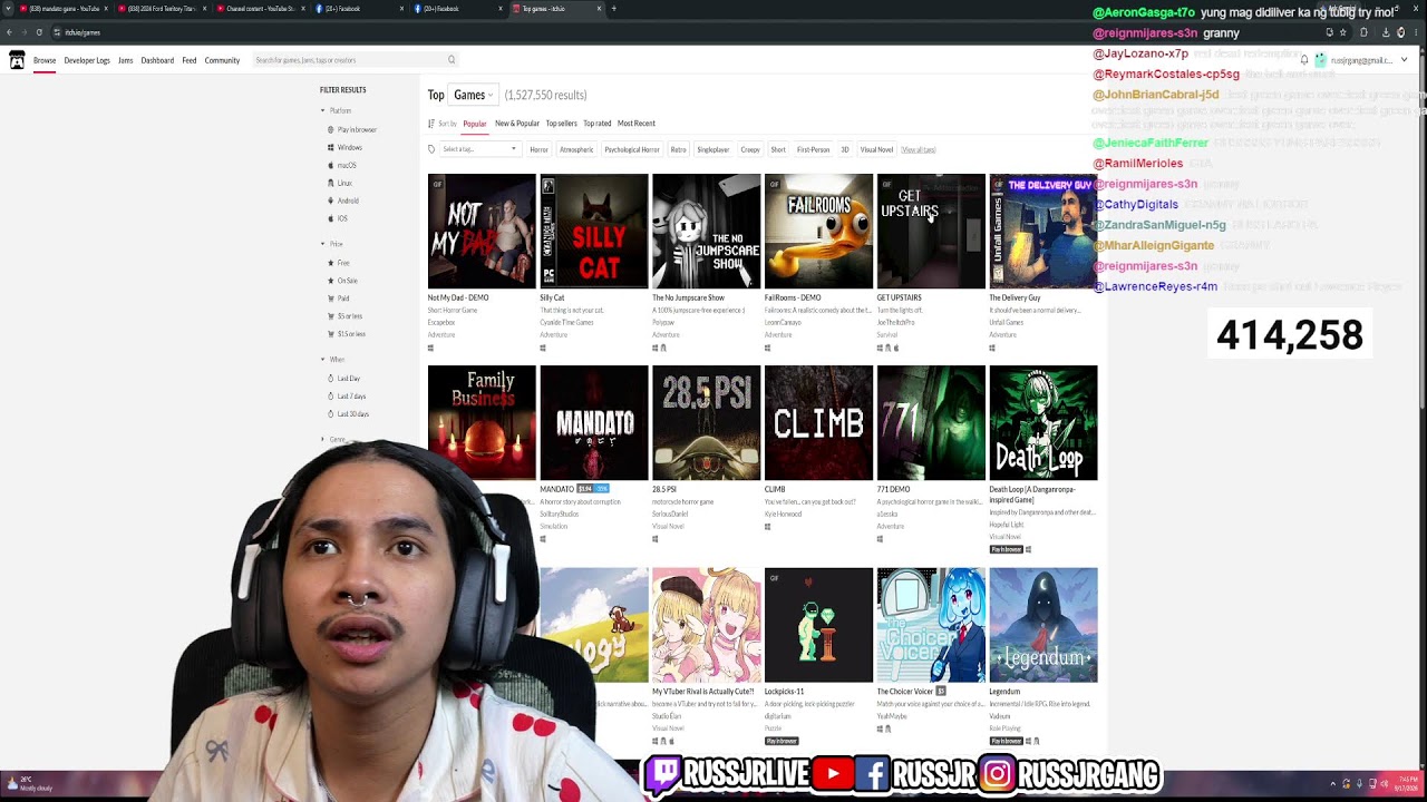 RUSSJR LIVE HORROR GAMES & REACTION VIDEO