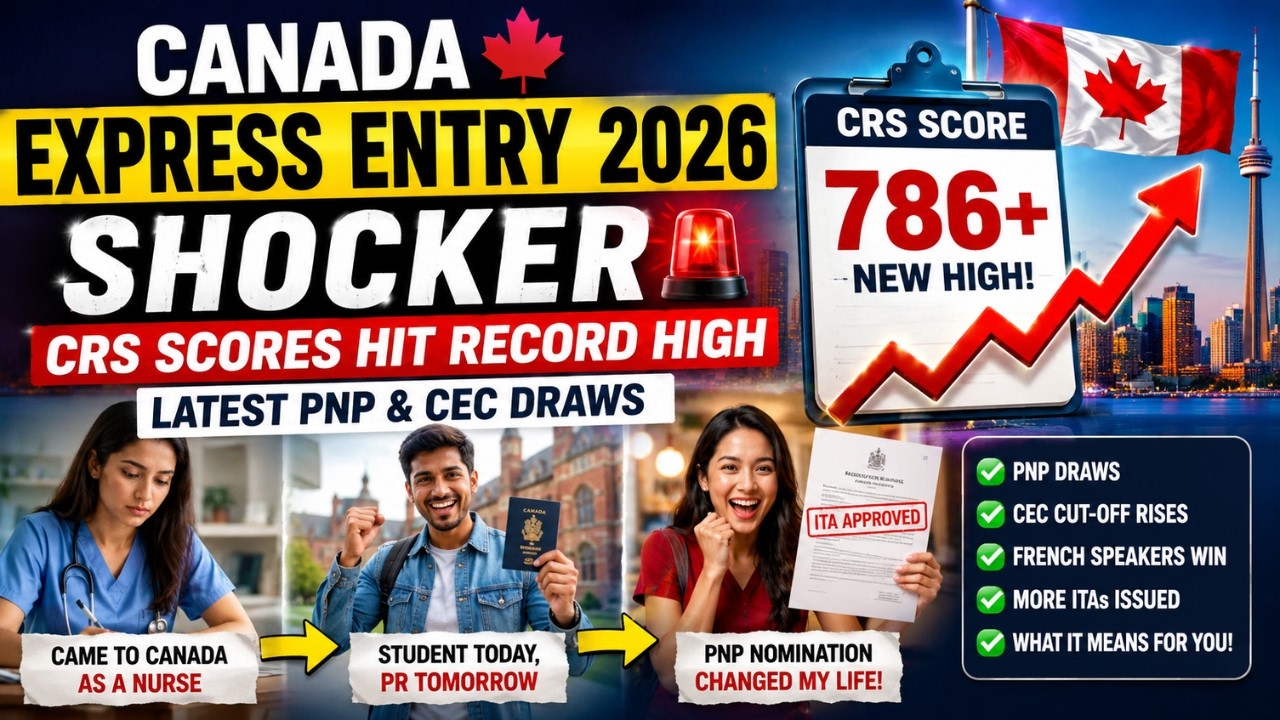 Canada Express Entry 2026 SHOCKER 🚨 CRS Scores Hit Record High  Latest PNP & CEC Draws