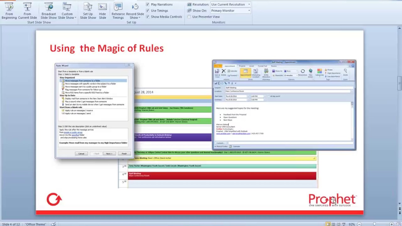 Learn the Seven Secrets of Great Productivity in Outlook presented by Warren Stokes
