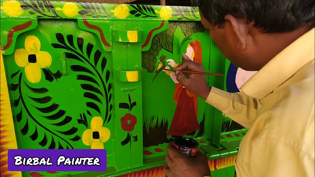 Woman With A Parrot / Painting On a Tractor Trolley / Birbal Painter