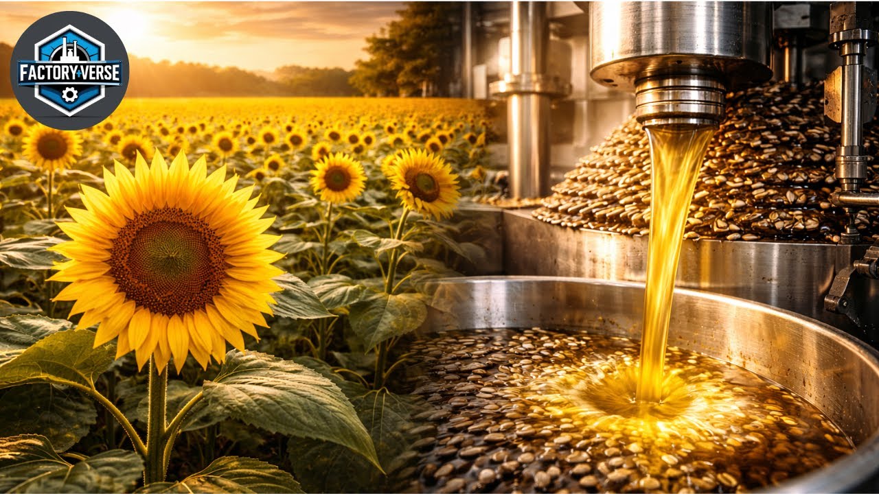 Inside the Sunflower Oil Factory — How Millions of Liters Are Made (Full Process)