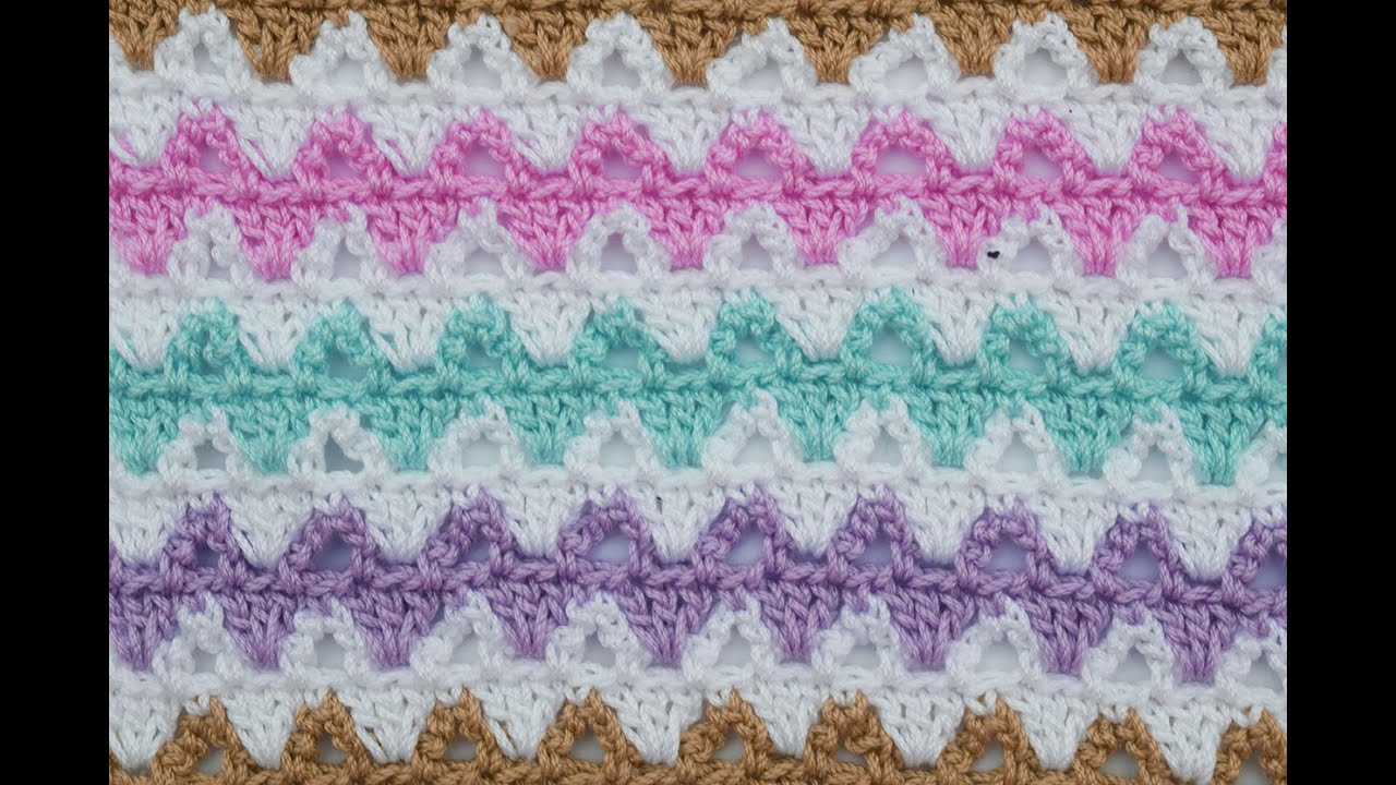 COLORED STITCH TO CROCHET VERY EASY. WITH GRAPHICS ON THE VIDEO
