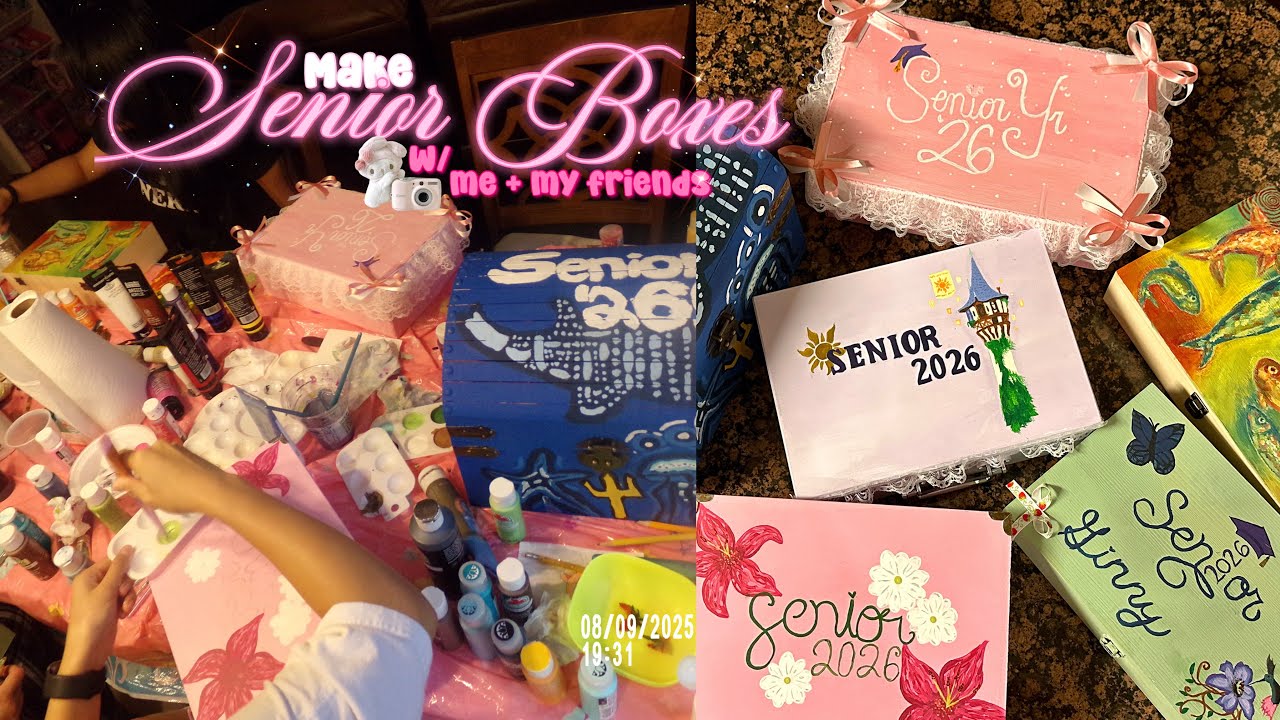 ⋆˙⟡ Make Senior Boxes w/ Me + My Friends! | goofy digi cam vlog (˶ᵔ ᵕ ᵔ˶)