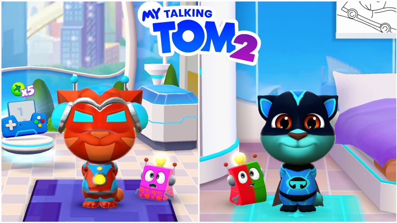 Superhero Tom vs Cyber Hero Tom - My Talking Tom 2 Gameplay #talkingtom