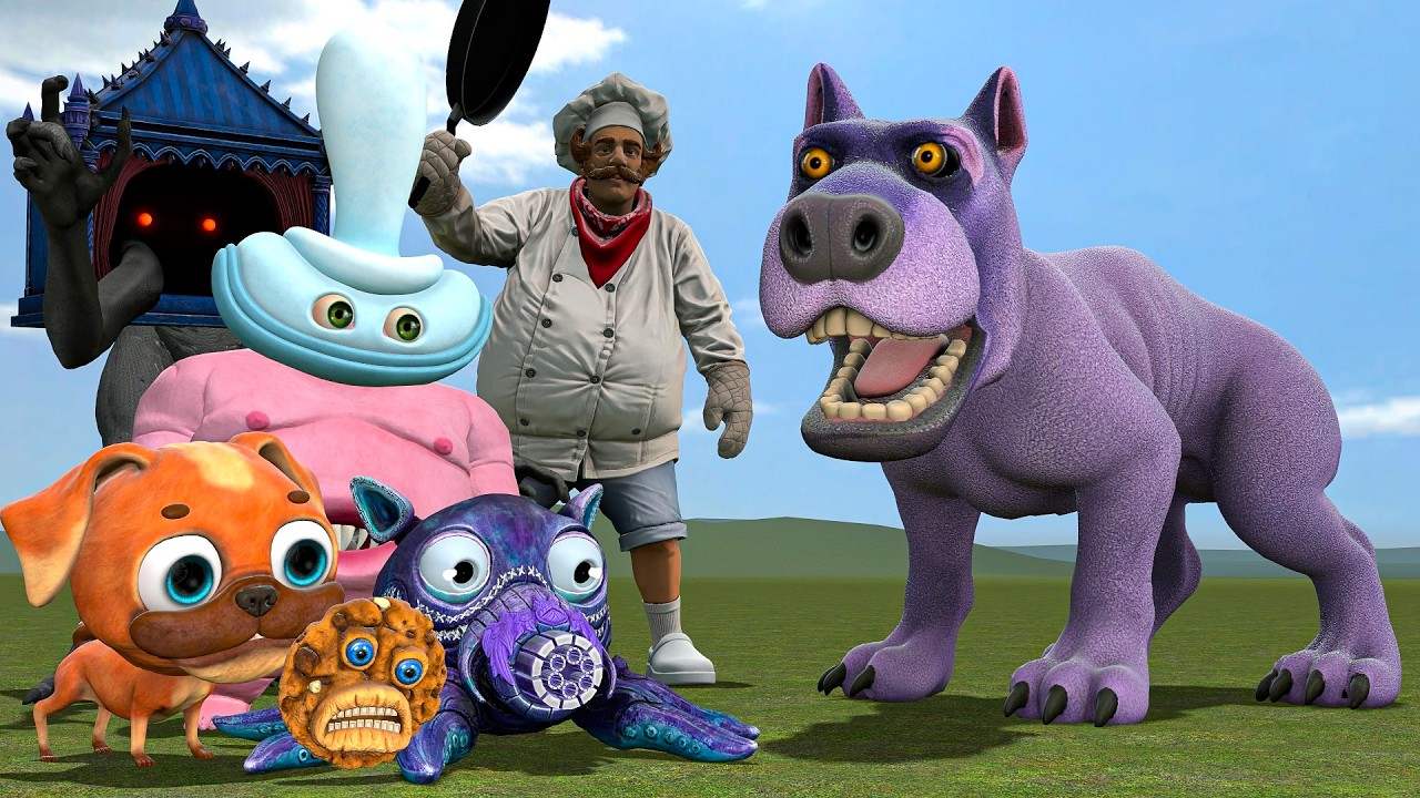 PEPPER THE GIANT PURPLE DOG vs ALL MONSTERS FROM DARK PALS THE 1ST FLOOR In Garry's Mod!