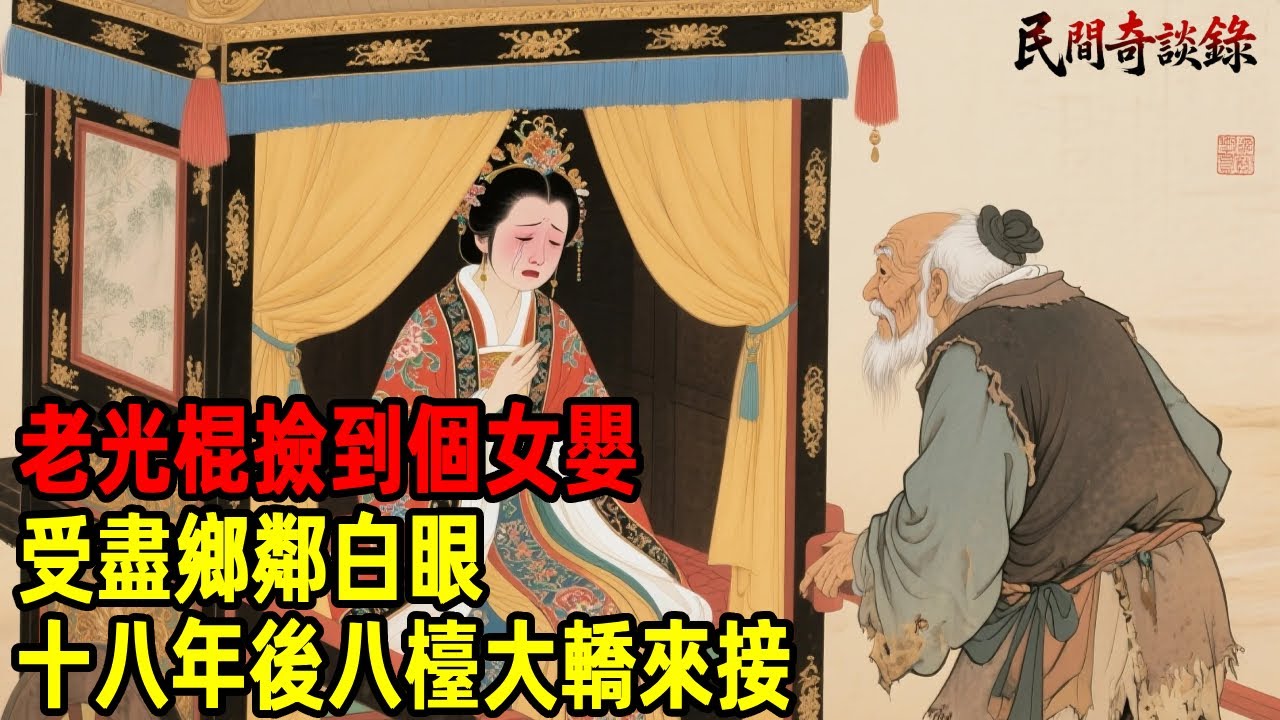 老光棍撿到個女嬰，受盡鄉鄰白眼，十八年後八檯大轎來接...【民間奇談錄】#民間故事 #台灣傳說 #懸疑故事 #銀髮頻道 #懷舊故事 #助眠故事