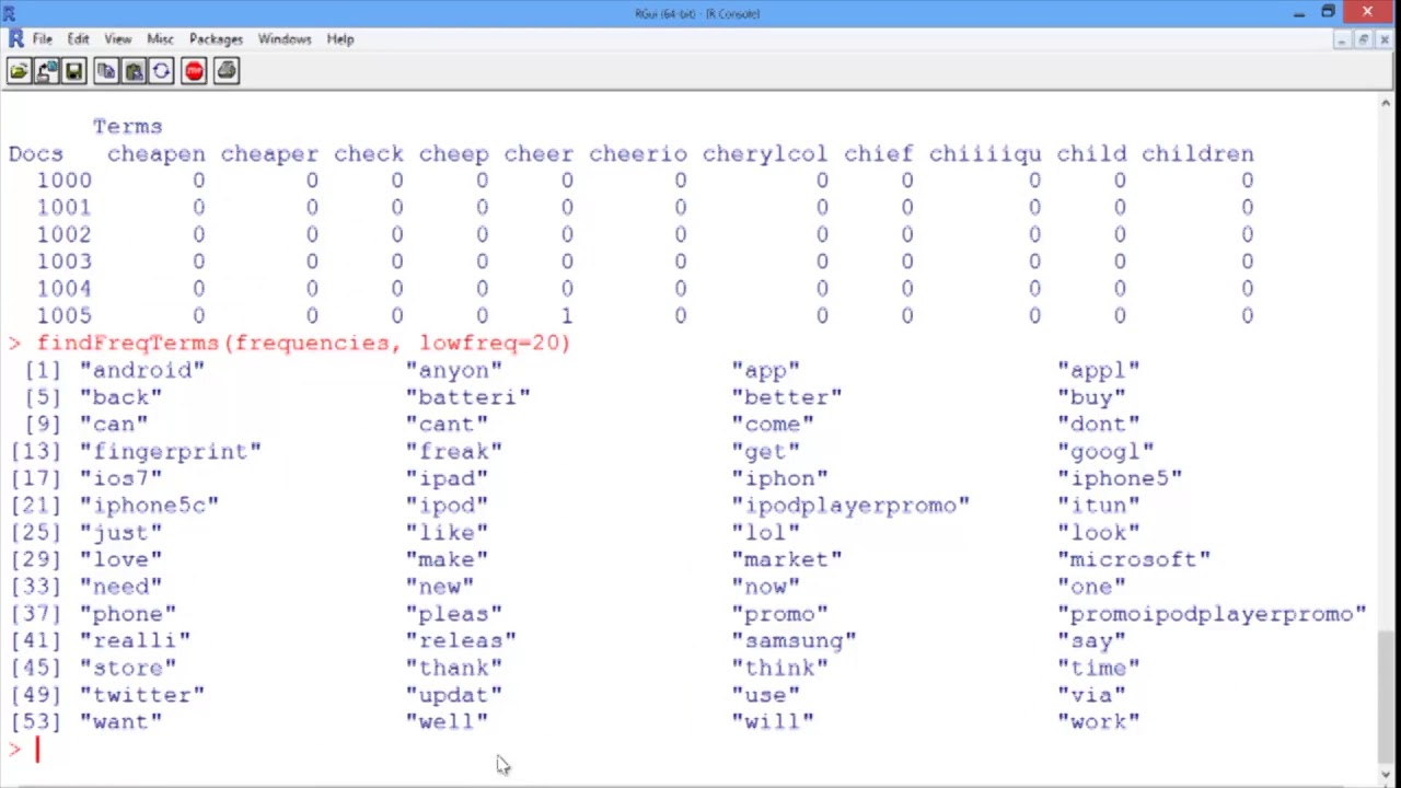 5.2.10 An Introduction to Text Analytics - Video 6: Bag of Words in R