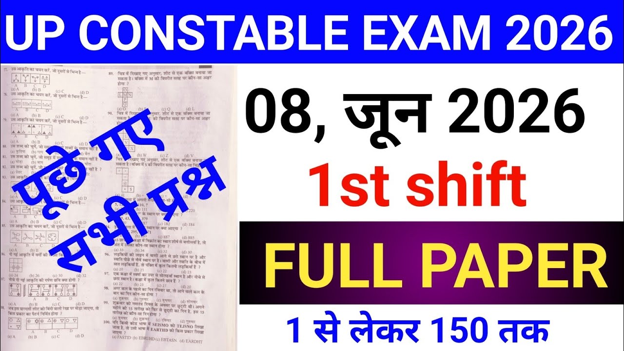 UP Constable 2026 | 08 June 1st Shift Paper Analysis | Expected Questions | Exam Review 08 June