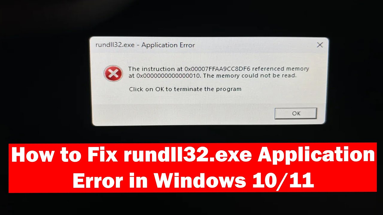 Устранение ошибки приложения rundll32.exe | Не удалось прочитать память (Windows 10/11)