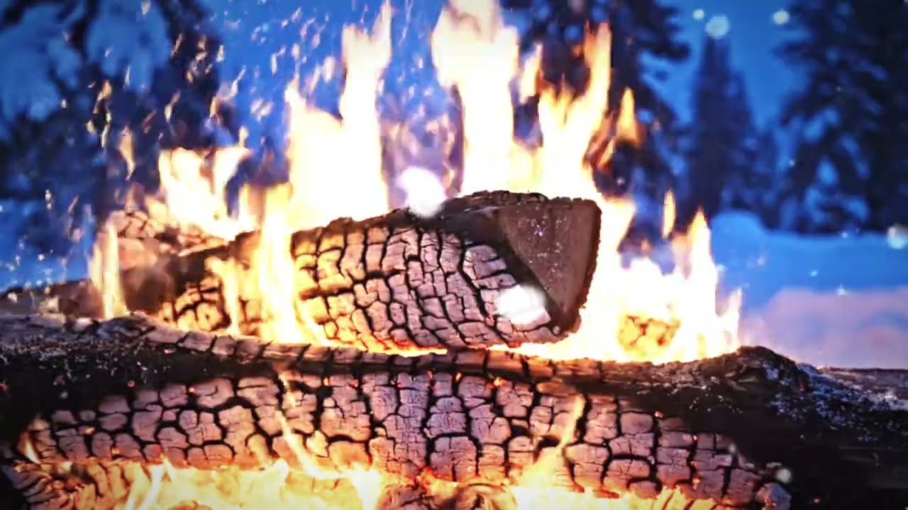 4K Winter Fireplace with Relaxing Music | Cozy Fire Sounds for Sleep & Study