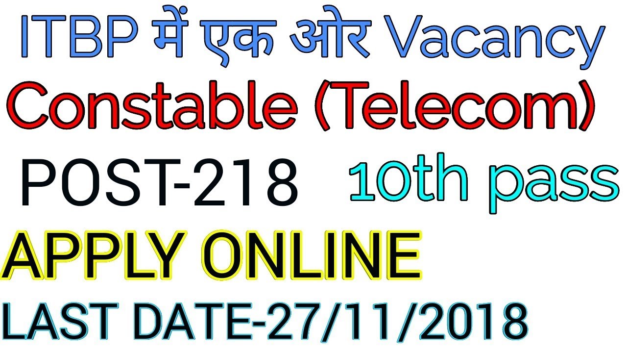 ITBP CONSTABLE TELECOM VACANCY 2018,APPLY ONLINE