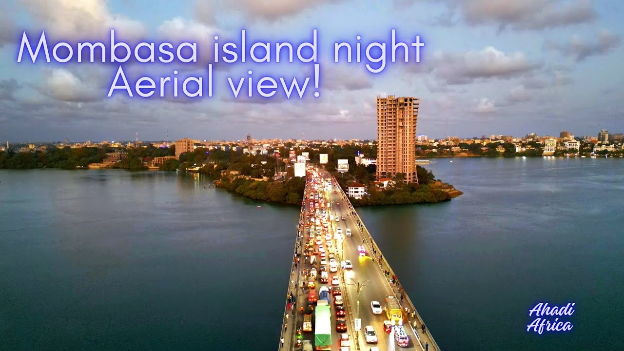 Mombasa Drone view at night 