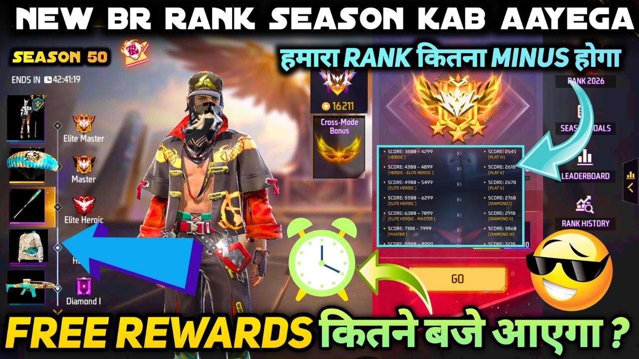 NEXT BR-RANKED SEASON 50 FREE FIRE NEW HEROIC T-SHIRT REWARDS KAB AAYEGA FF BR RANK MEIN CHANGE HOGA