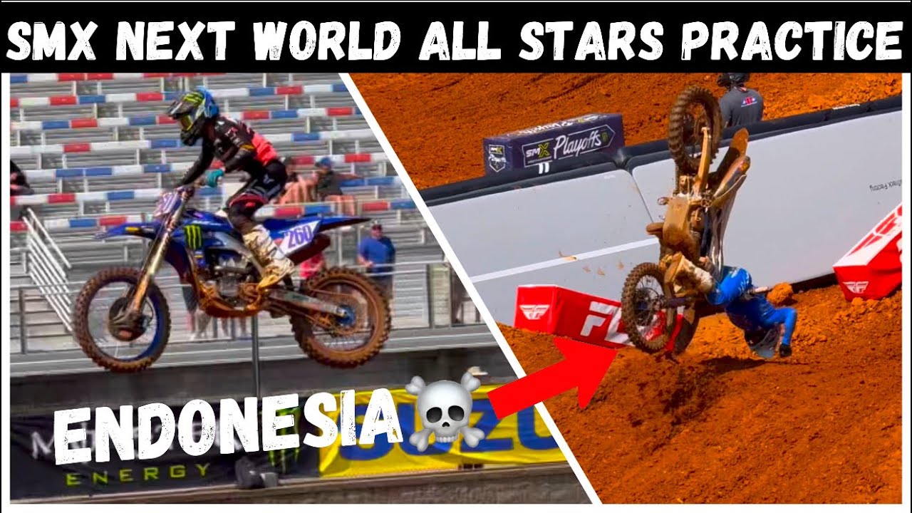 HUGE CRASH! Charlotte SMX Next World All Stars Free Practices (Learning the Track)