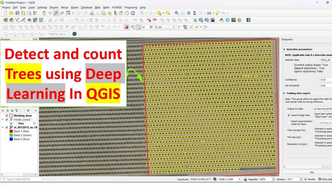 Detect and count Trees using deep learning in QGIS