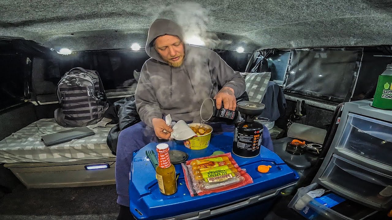 Truck Camping Creekside & A Spicy Sausage Ramen Dinner