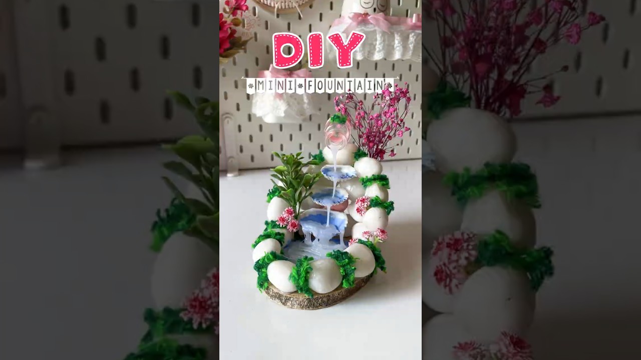 DIY Mini Water Fountain ⛲ | Easy Home Decor Craft #shorts #viralshorts #diy #homedecor #craft