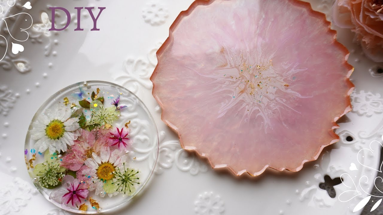 🌼【レジン/Resin】押し花コースターとアゲートスライスの作り方♡/手作り/Handmade/DIY/Agate slice/coaster