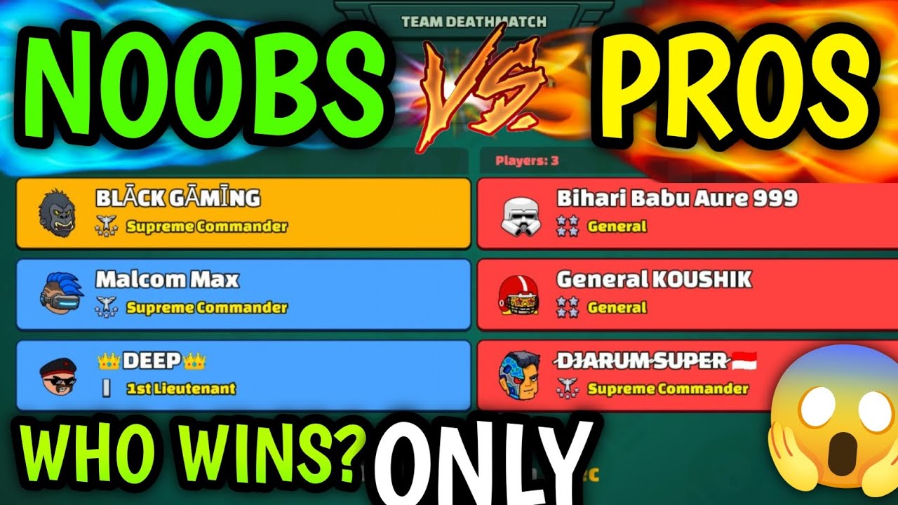 Noobs VS Pros in mini militia| Op gameplay| Supreme Commander only | Who wins? | da2 |