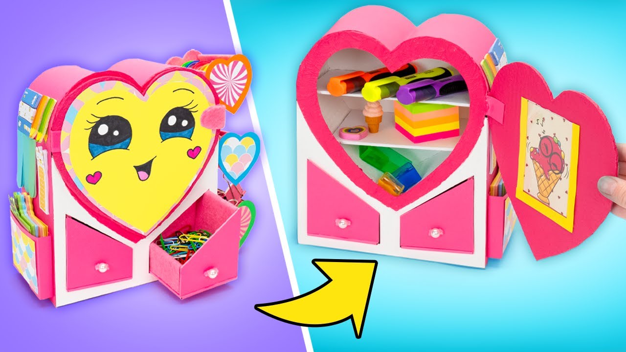 Heart Organizer ❤️ for School Gear and Candy || Fun Craft Idea