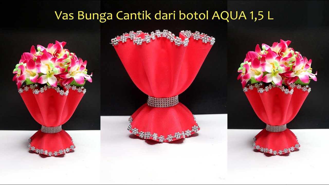 Ide Kreatif Vas bunga cantik dari Botol Air Mineral Aqua 1,5 L !