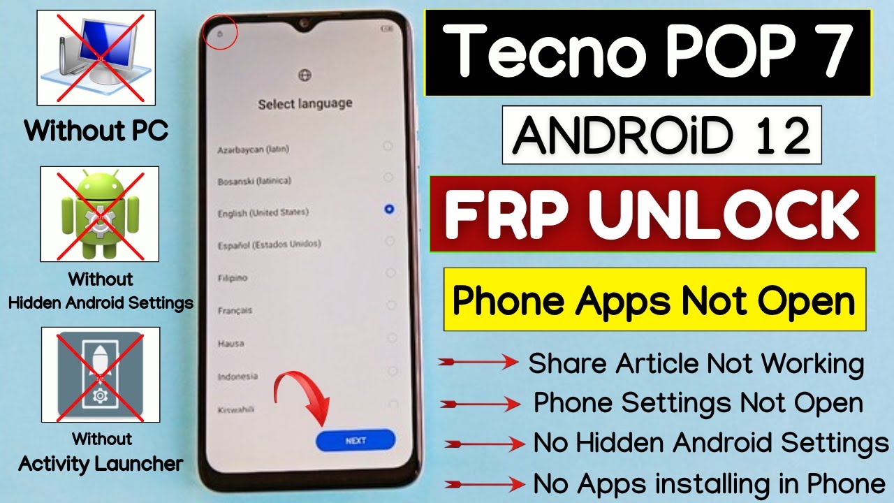 Tecno Pop 7 (BF6) Frp Bypass Android 12 Without PC | Settings Not Open | Apps Not Working 2025