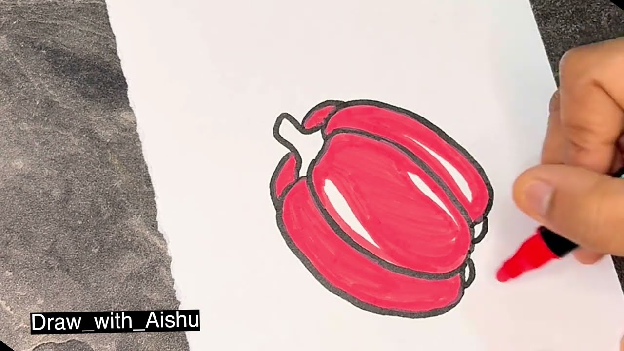 💥Step by step drawing of Bell peppers 🫑 Capsicum 💥 Simple and Easy drawing tutorial 