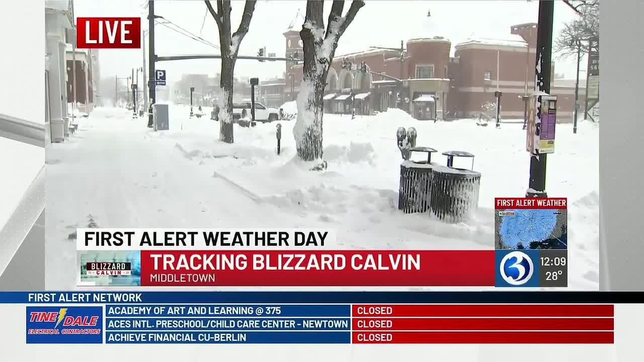 VIDEO: Snow picks back up in Middletown around noon