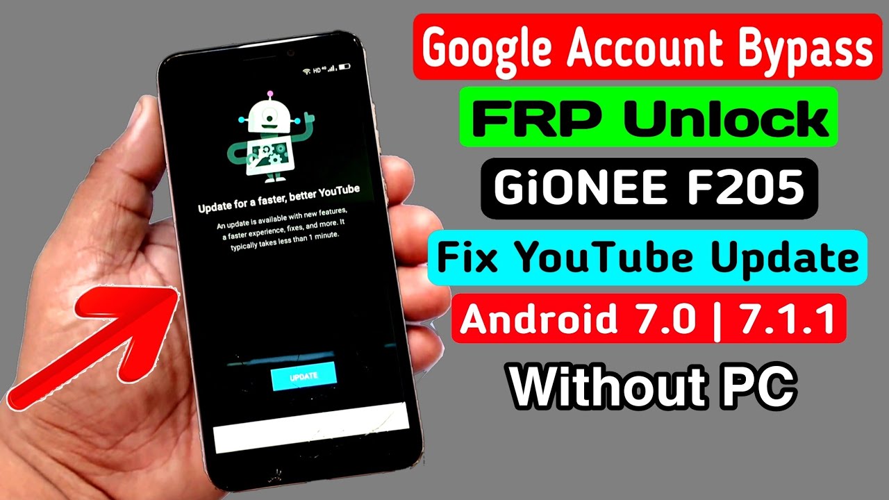 GiONEE F205 Google Account/ FRP Bypass 2020 || Fix YouTube Update Problem ANDROID 7.1.1 Without PC