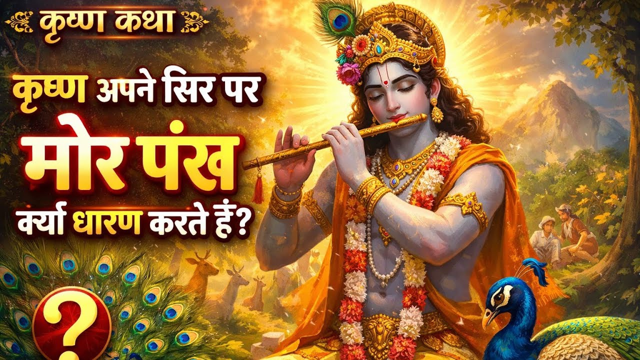 कृष्ण अपने सिर पर मोर पंख क्यों धारण करते हैं? | श्रीकृष्ण कथा | Radha Krishna
