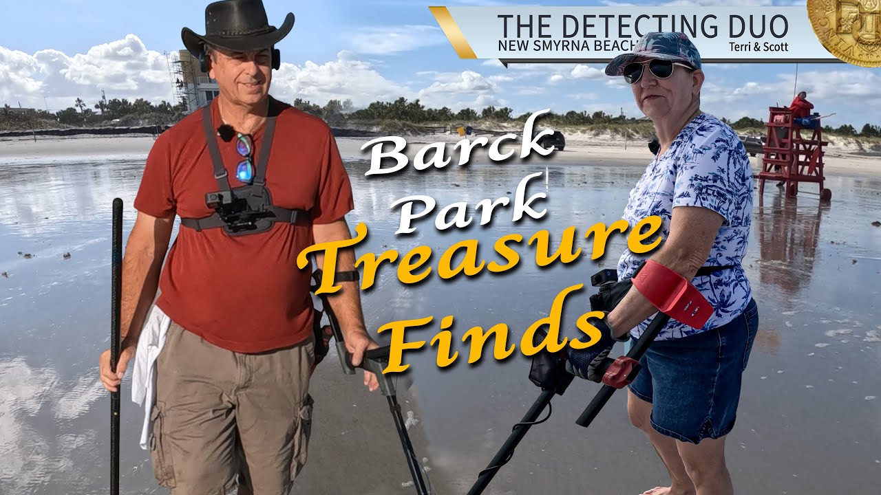 Лаем на пляже с металлоискателем в Нью-Смирна-Бич, Флорида | The Detecting Duo
