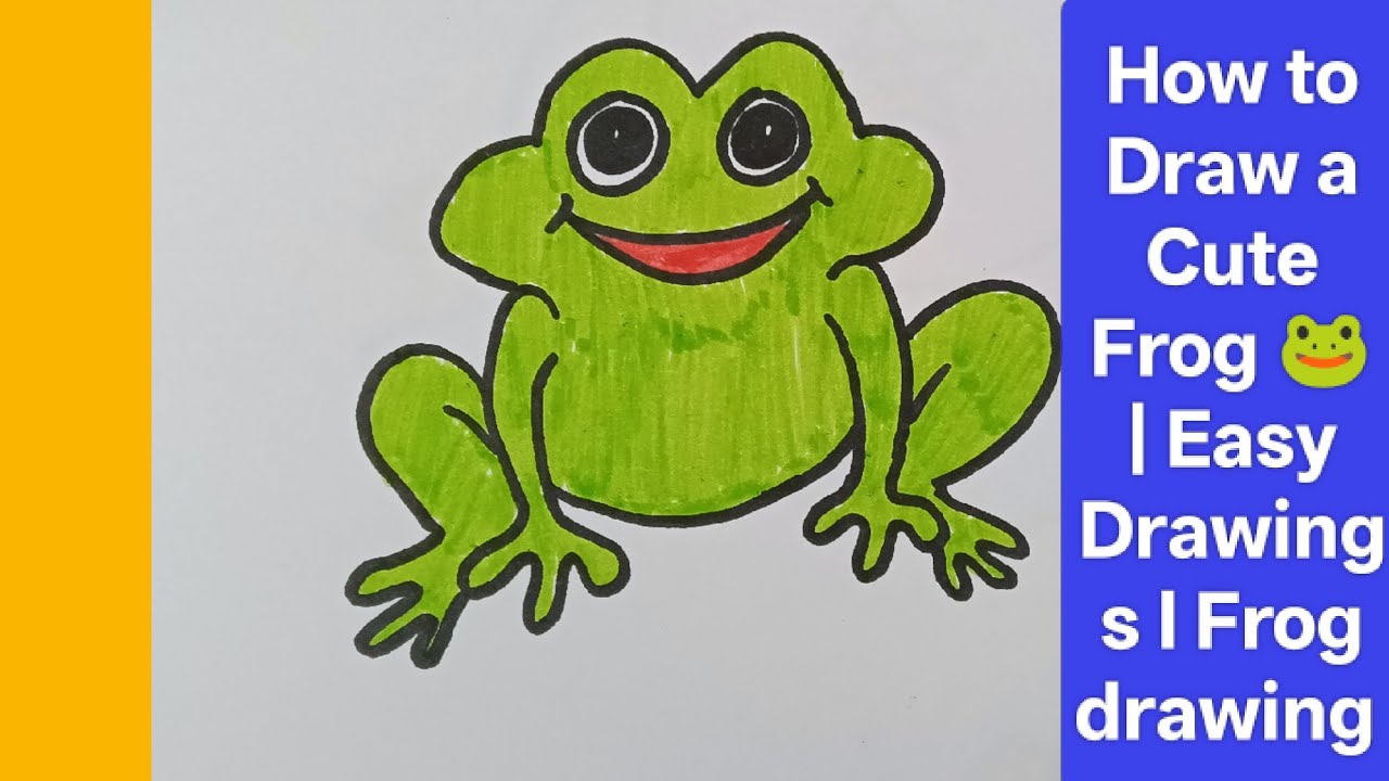 How to Draw a frog in a simple way l Easy Frog Drawing 🐸 | Simple Animal Drawings l Frog drawings 😀