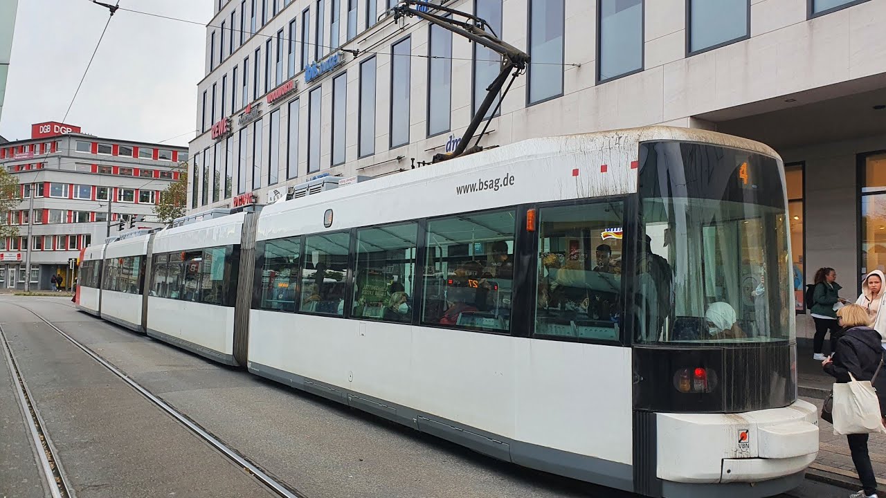 Straßenbahn Bremen | Mitfahrt im GT8N auf der Linie 4 von Am Dammacker nach Hauptbahnhof